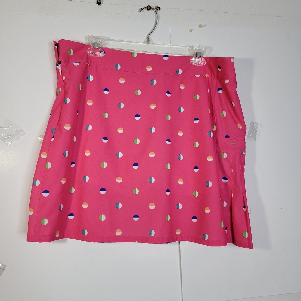 Womens Crown and Ivy Golf Pink Polka Dot Skort Size 12